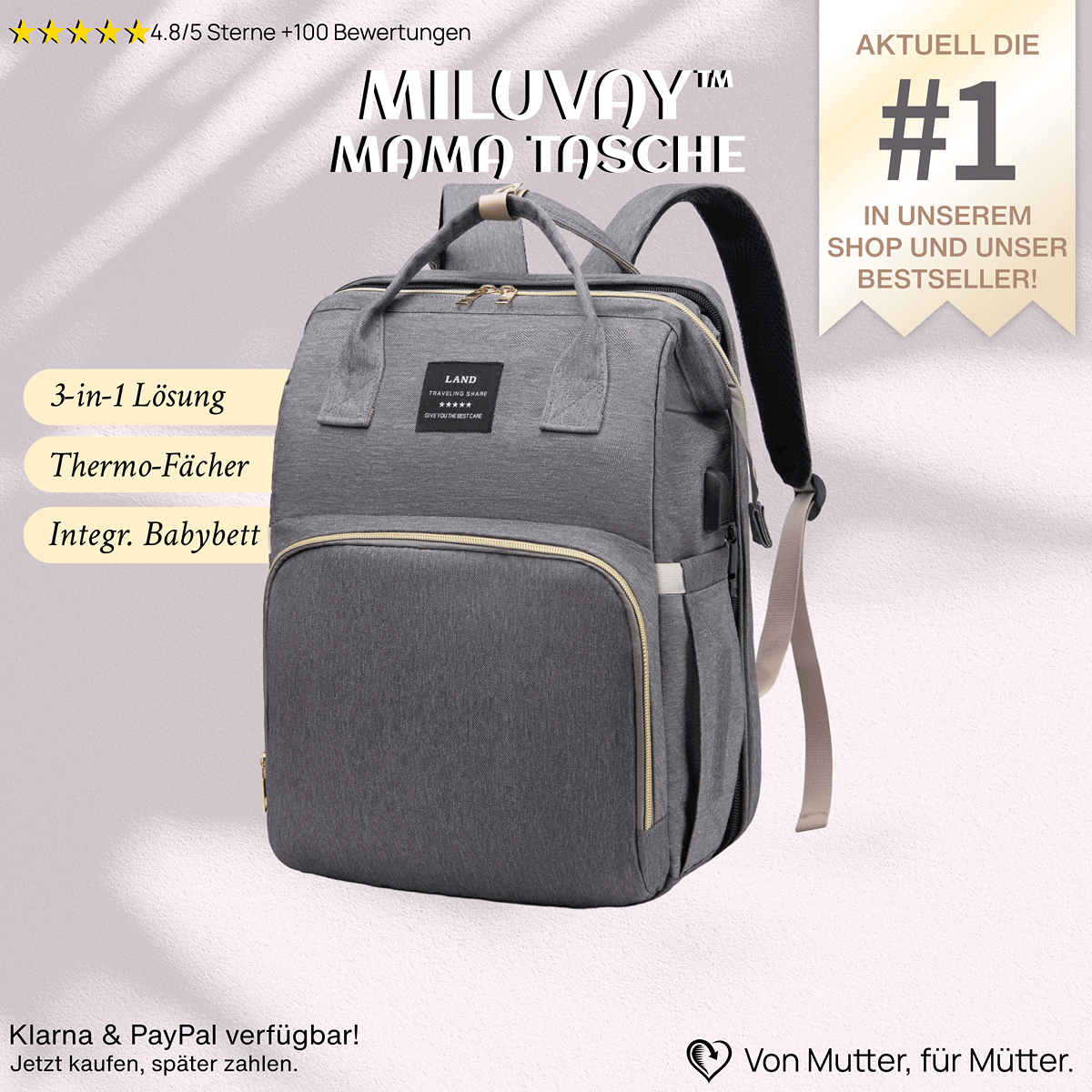 Miluvay™ Mama Tasche 3-in-1 Wickelrucksack & Babybett