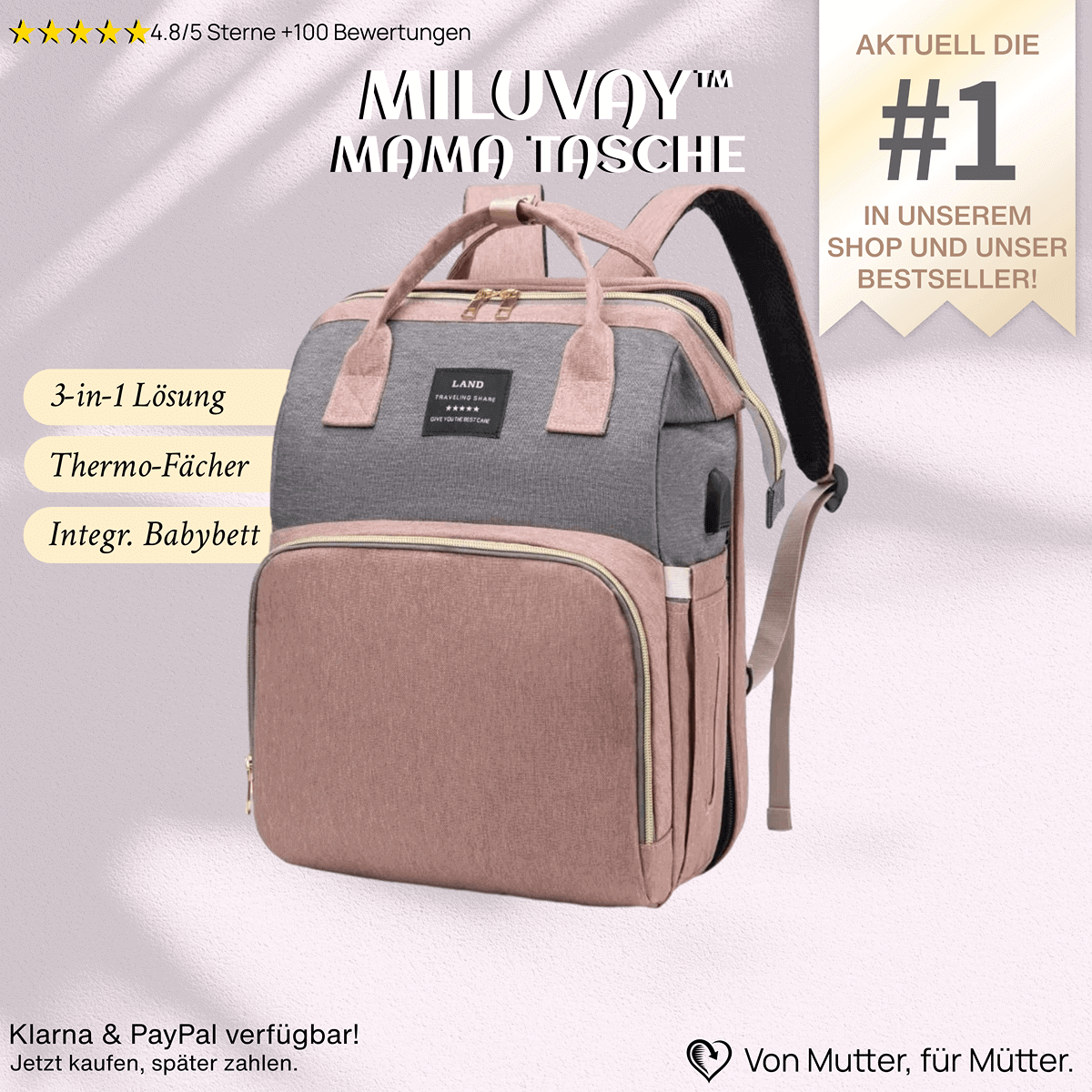 Miluvay™ Mama Tasche 3-in-1 Wickelrucksack & Babybett