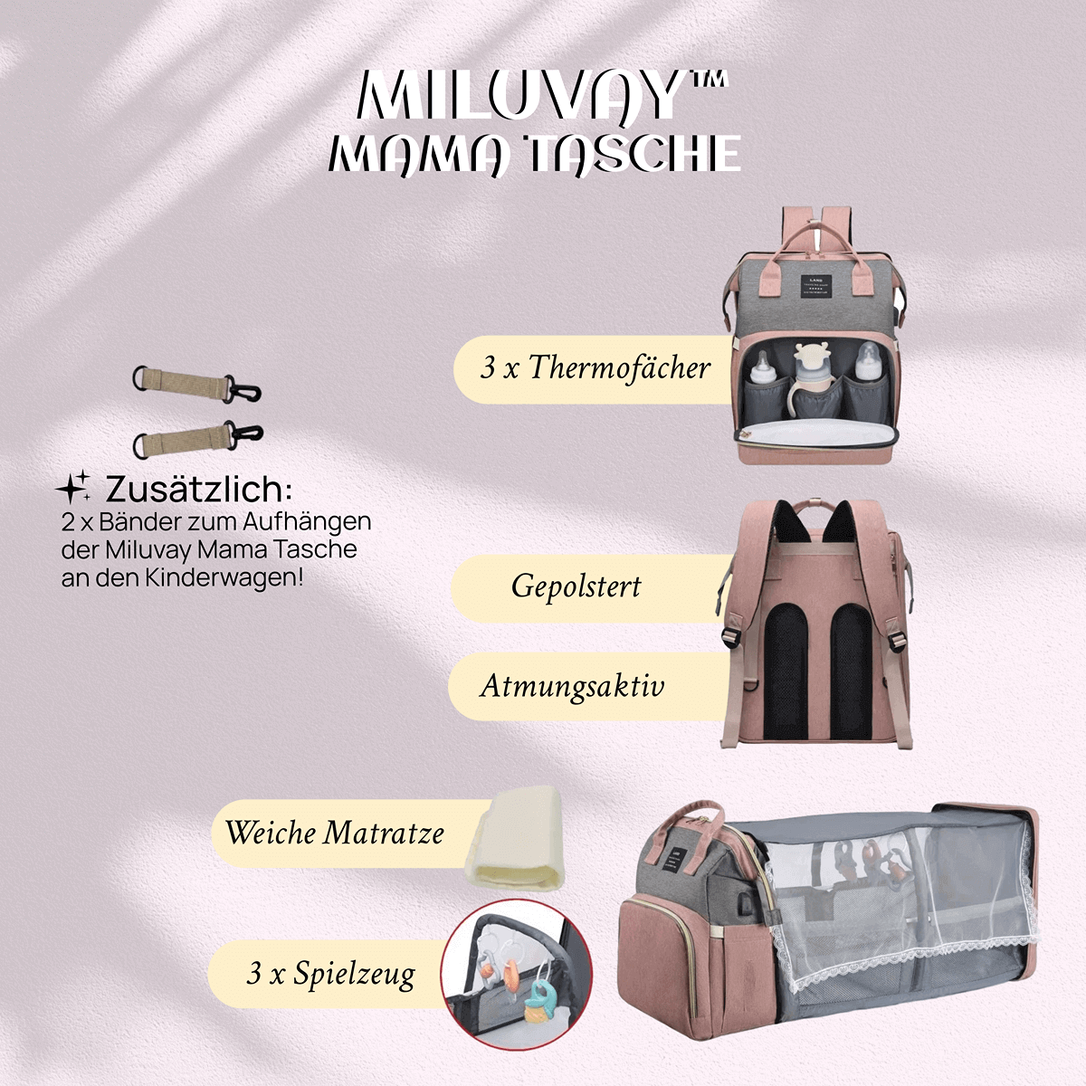 Miluvay™ Mama Tasche 3-in-1 Wickelrucksack & Babybett
