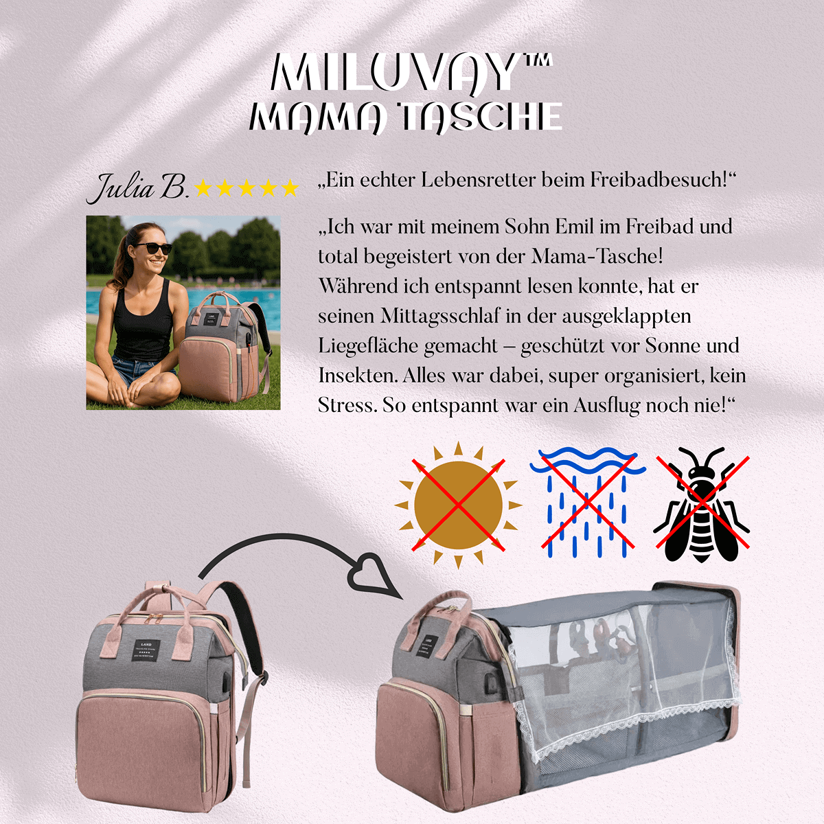 Miluvay™ Mama Tasche 3-in-1 Wickelrucksack & Babybett
