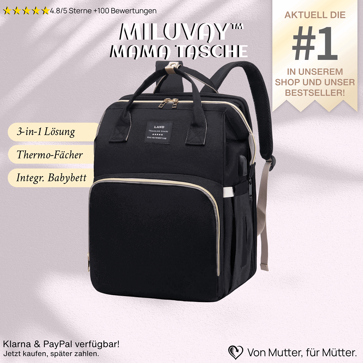 Miluvay™ Mama Tasche 3-in-1 Wickelrucksack & Babybett